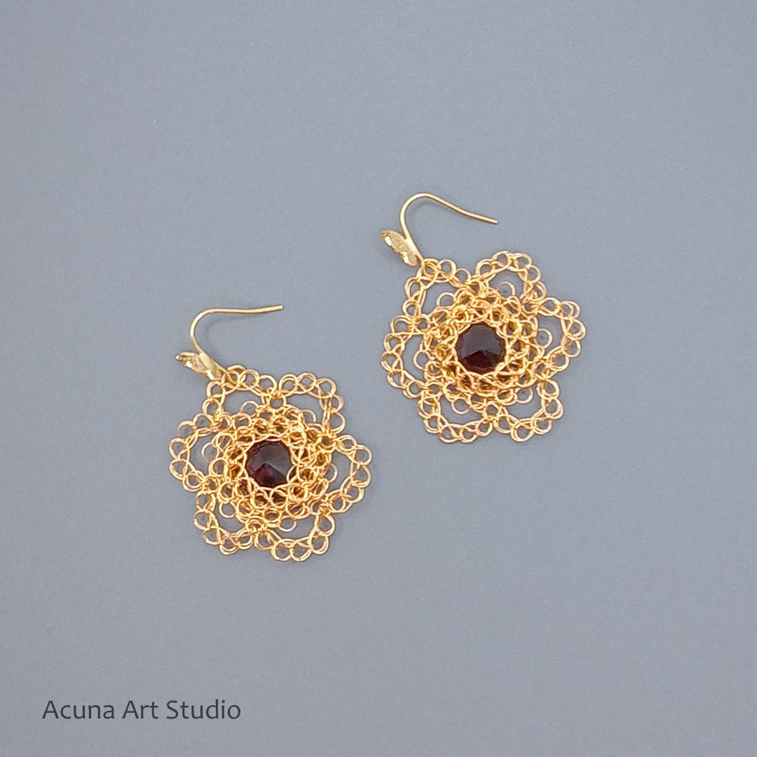Lacy Copper Wire Floral Earrings