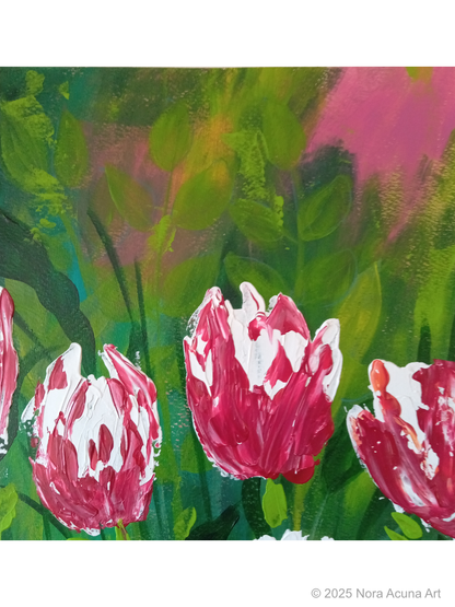 Striped Red & White Tulips Painting