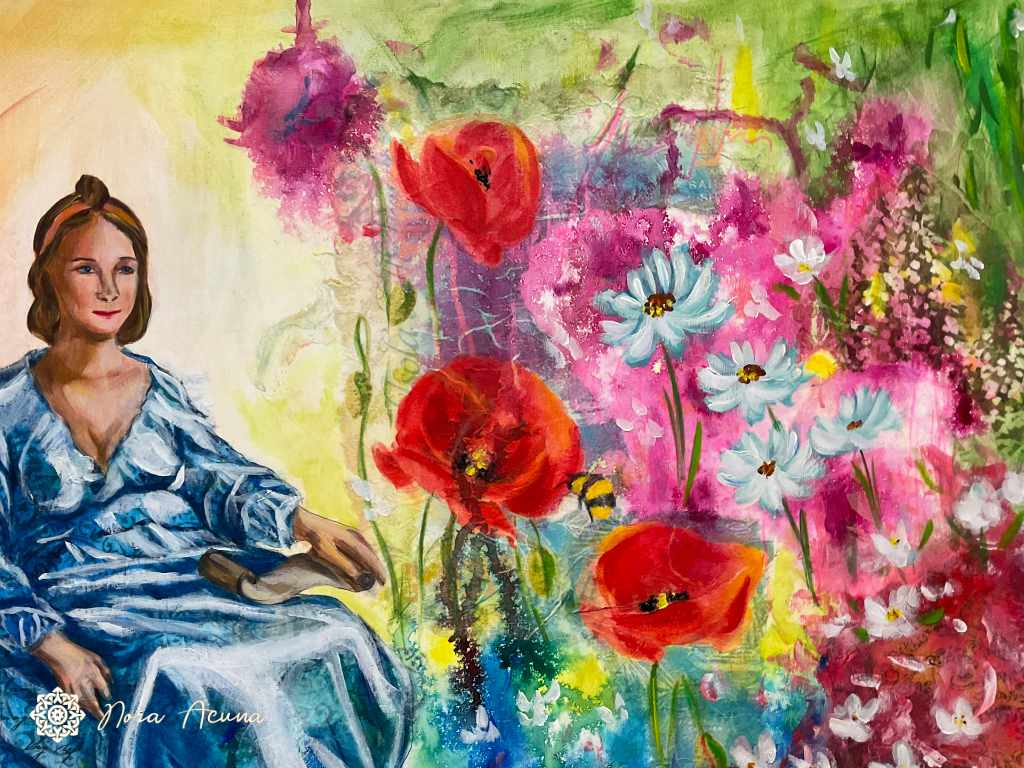 "Lady's Daydream Garden" Mixed Media