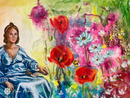 "Lady's Daydream Garden" Mixed Media
