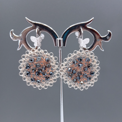 Silver & Copper Round Copper Earrings