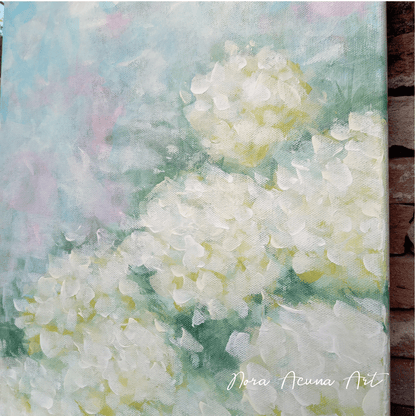 Misty White Hydrangeas Painting