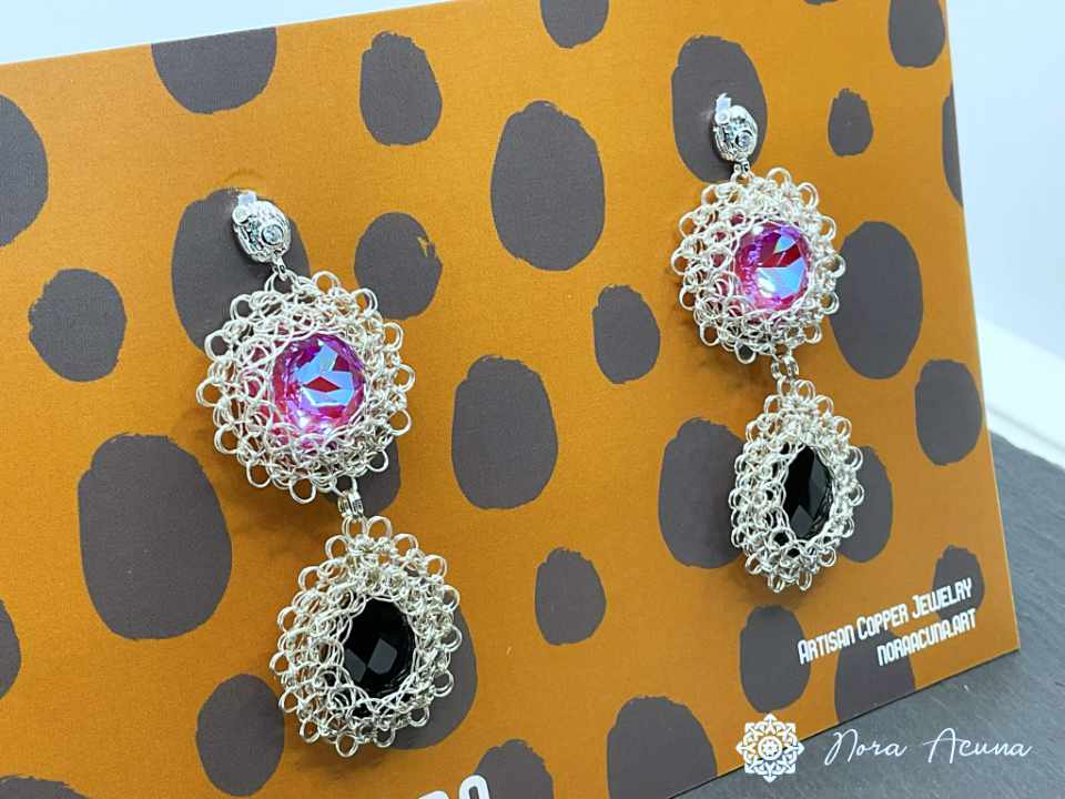 Contemporary "Hot Pink" Copper Earrings