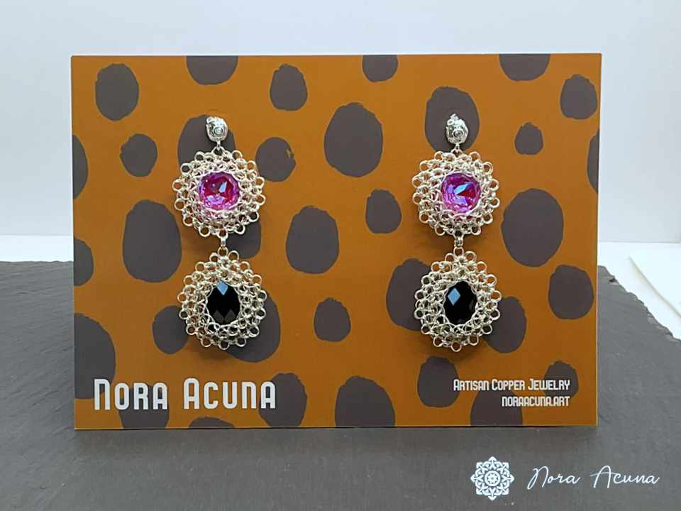 Contemporary "Hot Pink" Copper Earrings