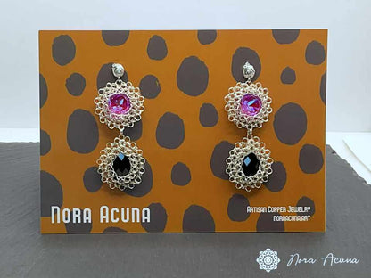 Contemporary "Hot Pink" Copper Earrings