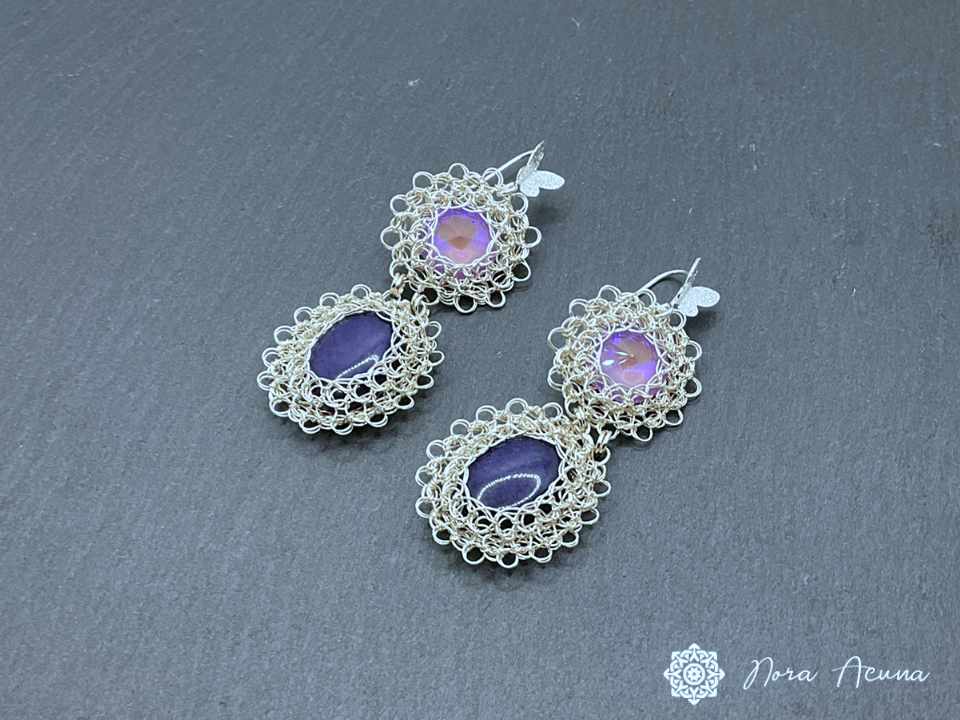 "Lavender Dreams" Silver Colored Copper Earrings
