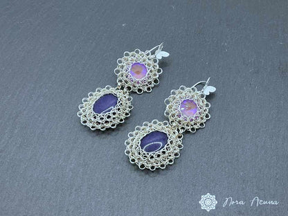 "Lavender Dreams" Silver Colored Copper Earrings