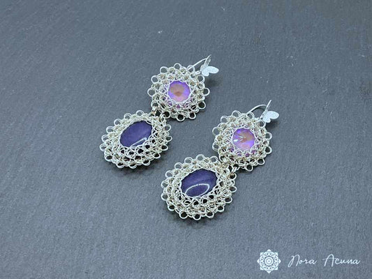 "Lavender Dreams" Silver Colored Copper Earrings