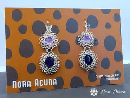 "Lavender Dreams" Silver Colored Copper Earrings