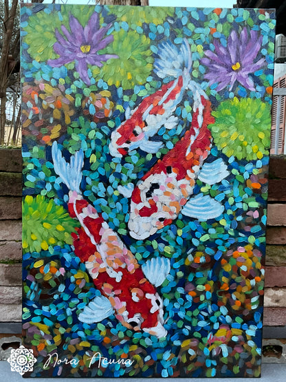 "Koi Dance" Oil Painting