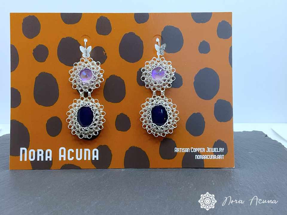 "Lavender Dreams" Silver Colored Copper Earrings