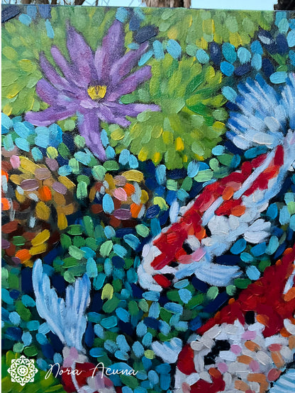 "Koi Dance" Oil Painting