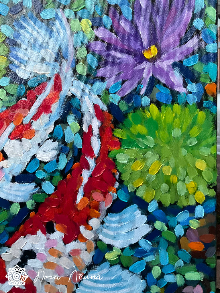 "Koi Dance" Oil Painting