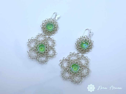 'Minty' Feminine Silver Colored Copper Earrings