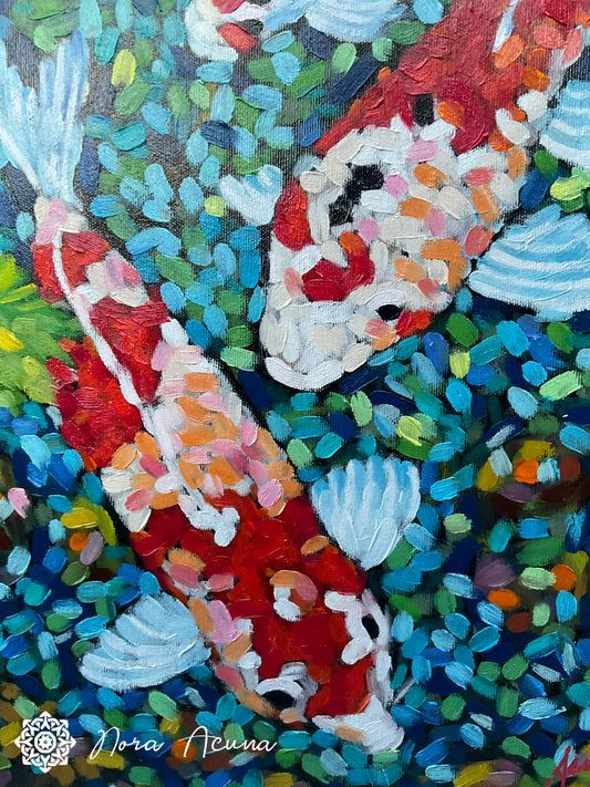 "Koi Dance" Oil Painting