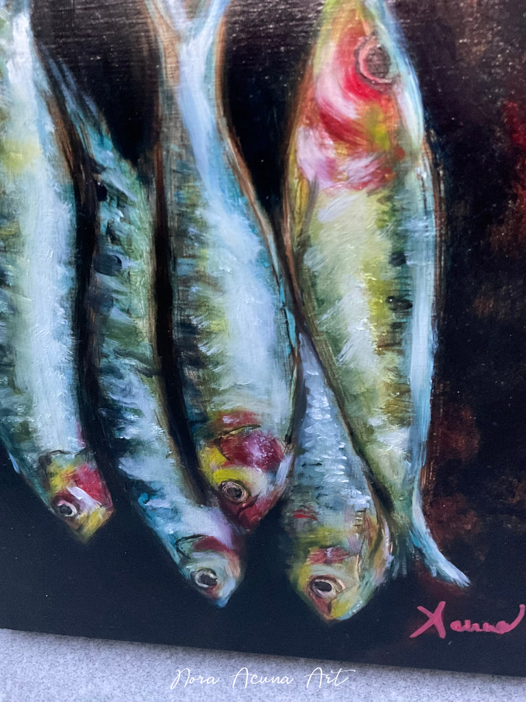 "Five Silvery Friends" Oil Painting