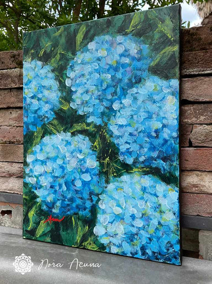 "Blue Blooms" Hydrangeas Painting