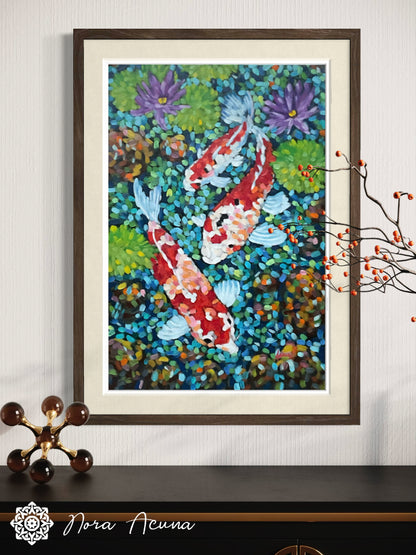 "Koi Dance" Oil Painting
