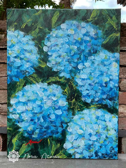 "Blue Blooms" Hydrangeas Painting