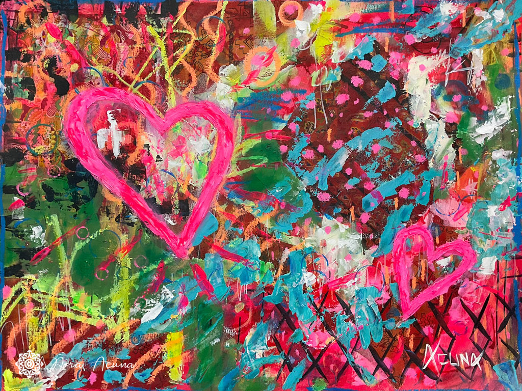 "Neon Hearts" Mixed Media