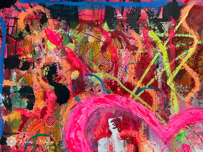 "Neon Hearts" Mixed Media