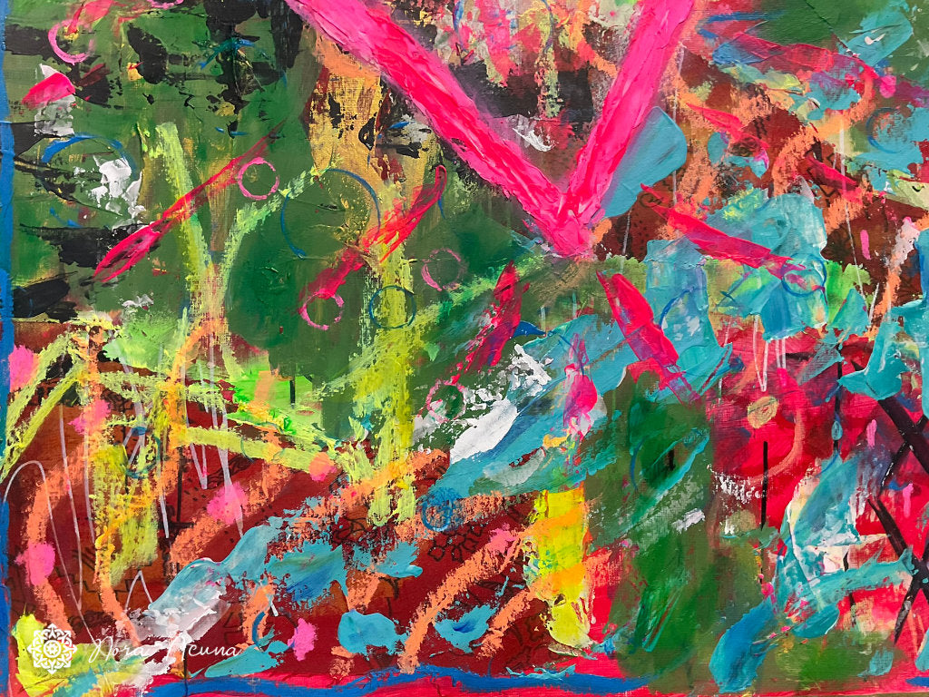 "Neon Hearts" Mixed Media