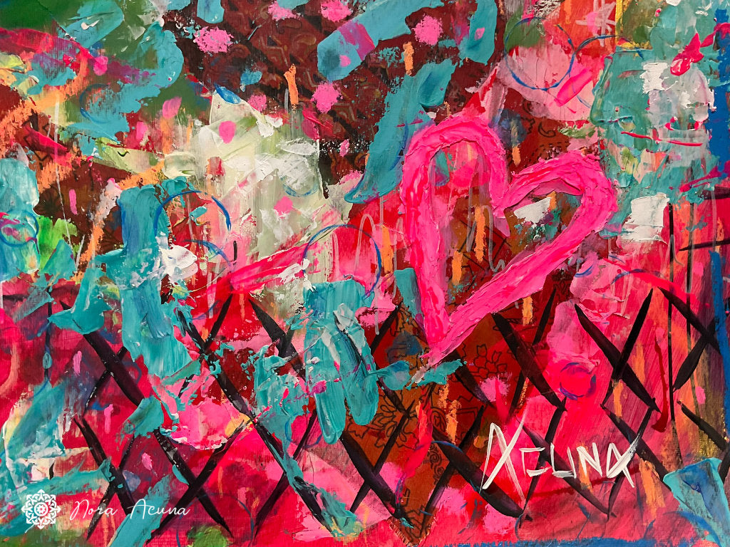 "Neon Hearts" Mixed Media