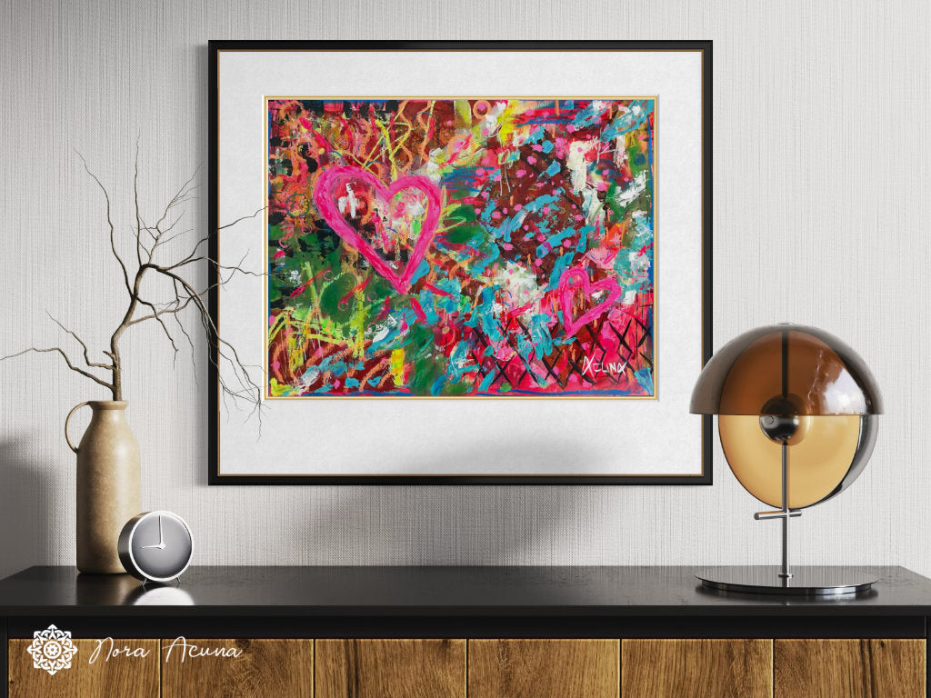 "Neon Hearts" Mixed Media