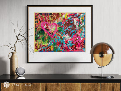 "Neon Hearts" Mixed Media