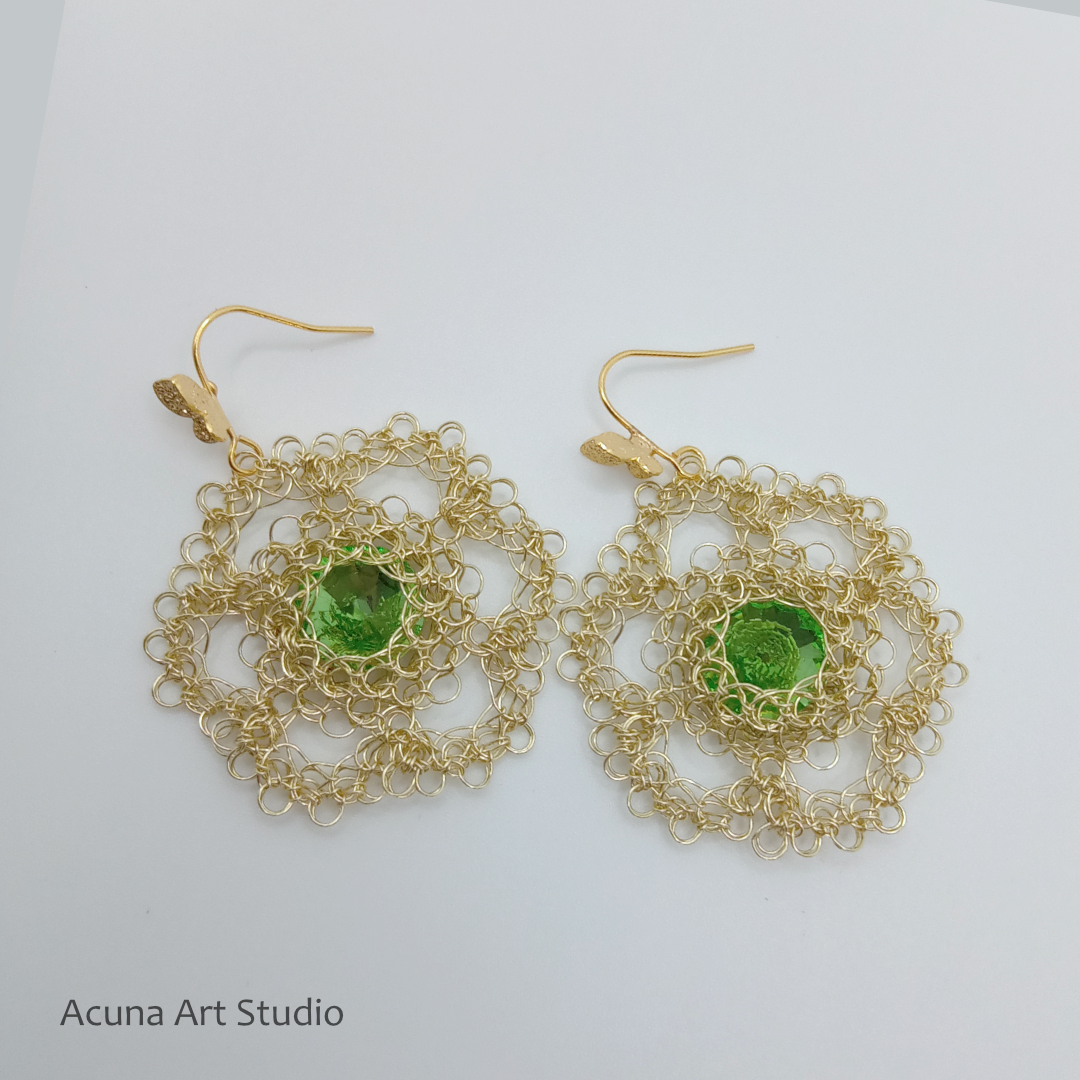 Golden Lacy Flower Earrings