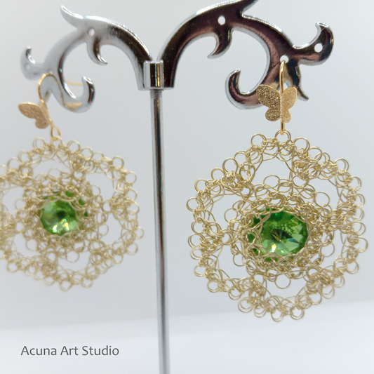 Golden Lacy Flower Earrings