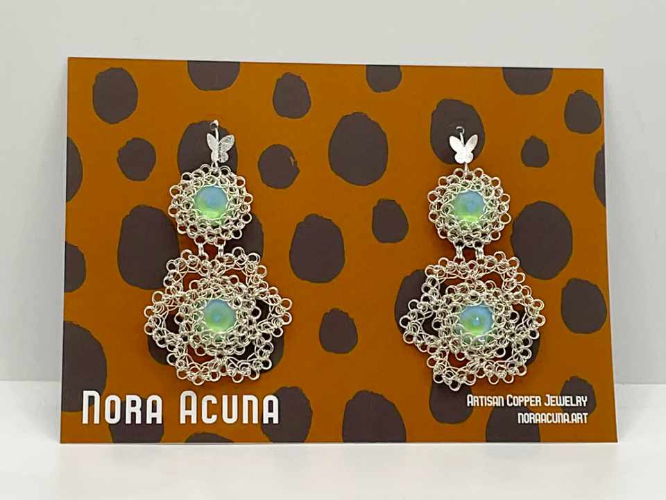 'Minty' Feminine Silver Colored Copper Earrings