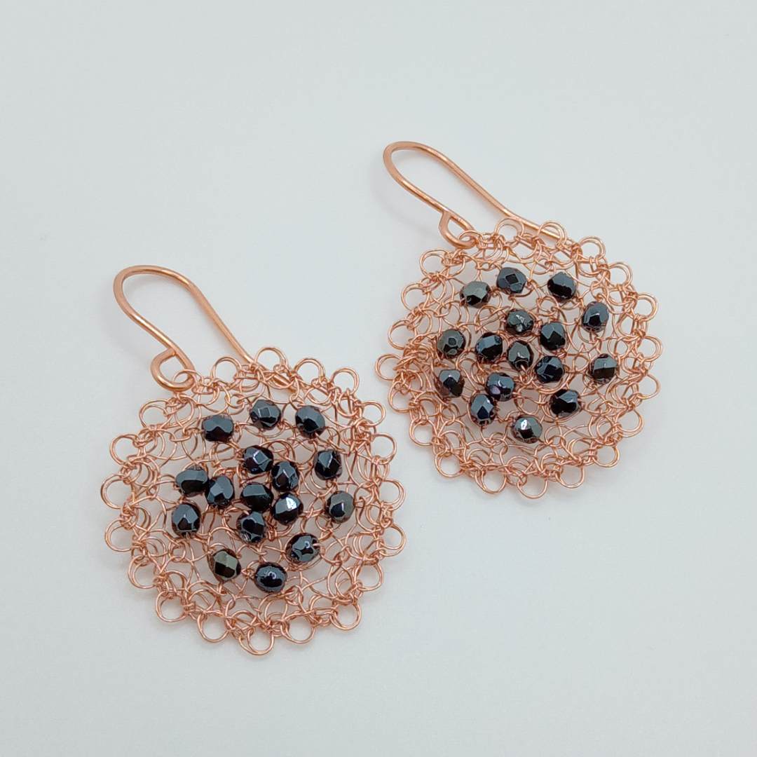 Bare Copper Wire Round Earrings