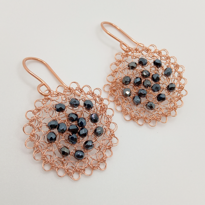 Bare Copper Wire Round Earrings