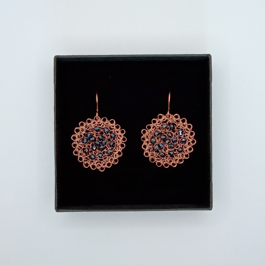 Bare Copper Wire Round Earrings